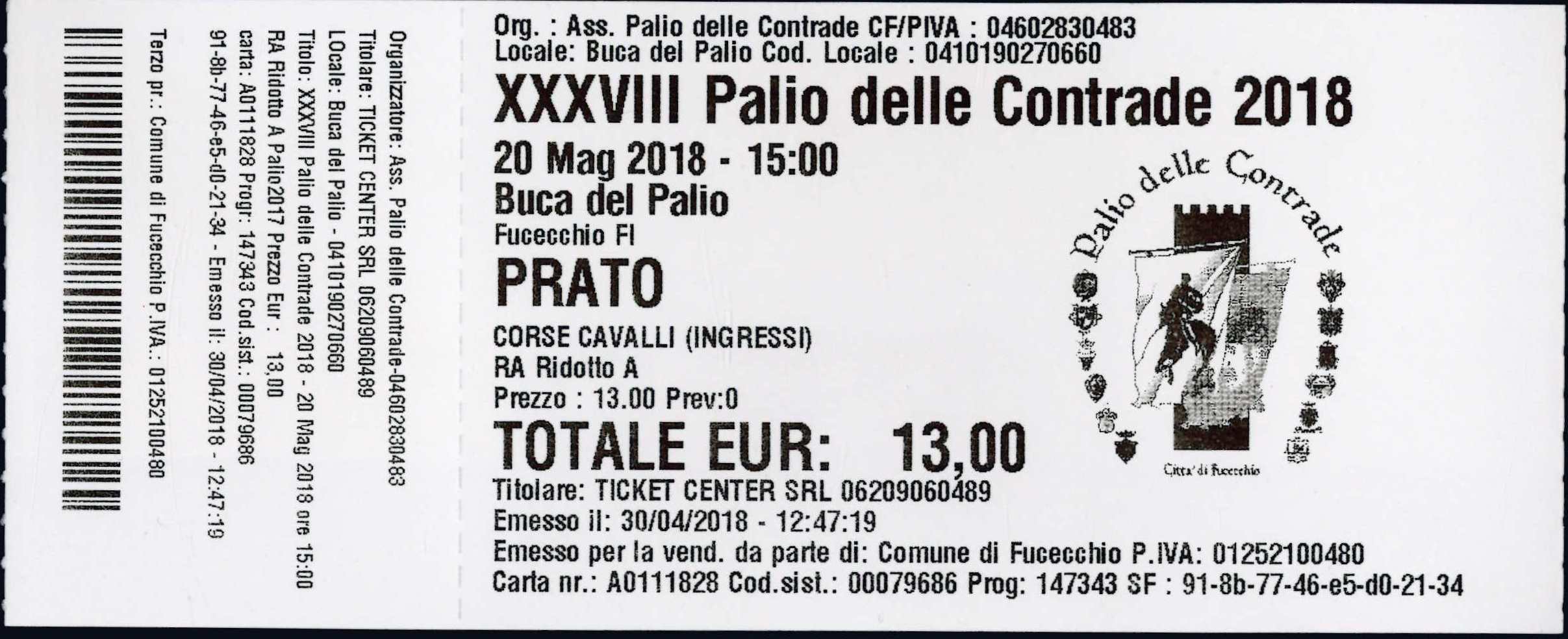 Biglietto ingresso 2018